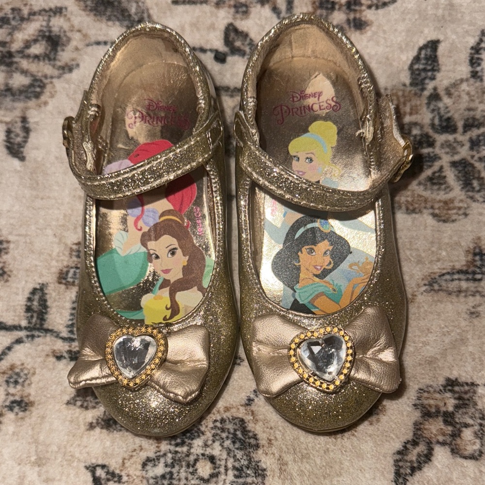 Disney Gold Glitter Princess Toddler Dress Shoes Sz7